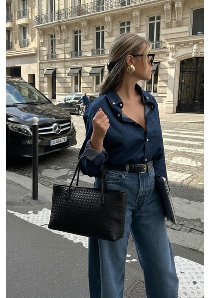 Kadın Loven Uzun Tote Çanta Siyah Örgülü indirimleri