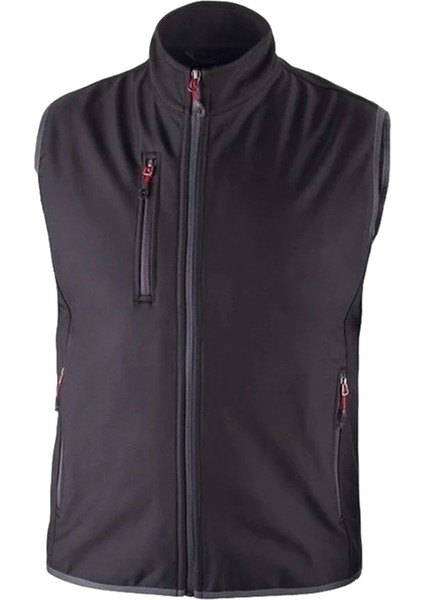 Kışlık Softshell Siyah Su Geçirmez Polarlı Yelek