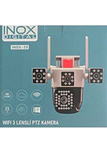 INOX-13IPC Wifi Destekli PTZ Kamera 3 MP Gece Görüşü Suya Dayanıklı Dış Ortam Kullanımı fiyatları