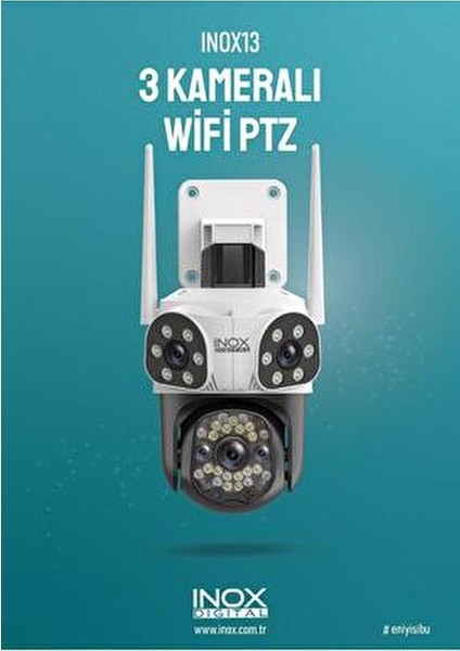 INOX-13IPC 3 MP HD Kamera Sistemi Wi-Fi Bağlantılı Gece Görüşü Özelliği ile Dış Ortam Kullanımı fiyatları