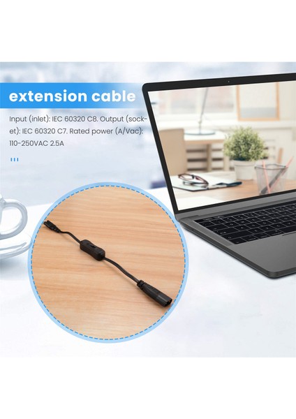 Güç Uzatma Kablosu, IEC320 C7 - C8 Güç Adaptörü Uzatma Kablosu, "8" Arayüzlü Anahtar Kontrolü (Yurt Dışından) fırsatları