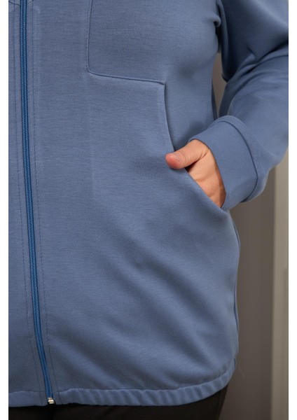 Cep Detaylı Büyük Beden Sweatshirt Indigo fiyatları