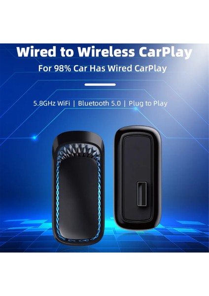 Rgb Renkli Kablosuz Carplay Dongle Mini Kutu Tak ve Çalıştır Bağlantı Bluetooth Wifi ile Kablolu Apple Carplay (Usb) Için (Yurt Dışından)