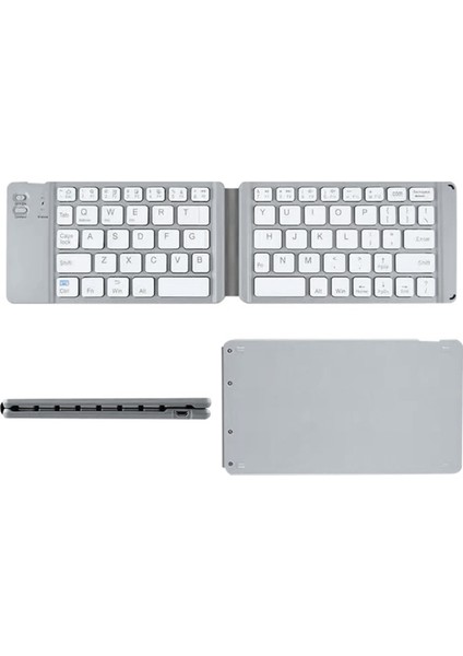iPad Cep Telefonu Tablet Bilgisayar Mini Sessiz Çok Fonksiyonlu Klavye Için Çift Katlanabilir Kablosuz Bluetooth Klavye, B (Yurt Dışından) fırsatları