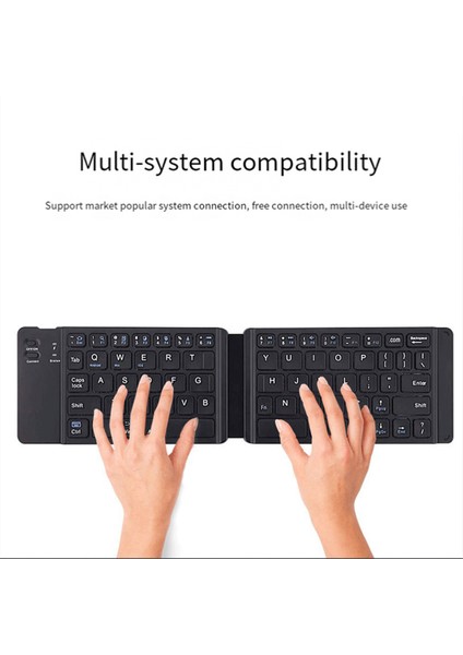 iPad Cep Telefonu Tablet Bilgisayar Mini Sessiz Çok Fonksiyonlu Klavye Için Çift Katlanabilir Kablosuz Bluetooth Klavye, B (Yurt Dışından) indirimleri