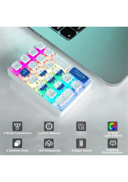 Leobog Mekanik Tuş Takımı K21 Bluetooth Sayısal Tuş Takımı 21 Tuşlu Şeffaf Photoshop Muhasebe Sayısal Tuş Takımı Oyun Klavyesi (Yurt Dışından) indirimleri