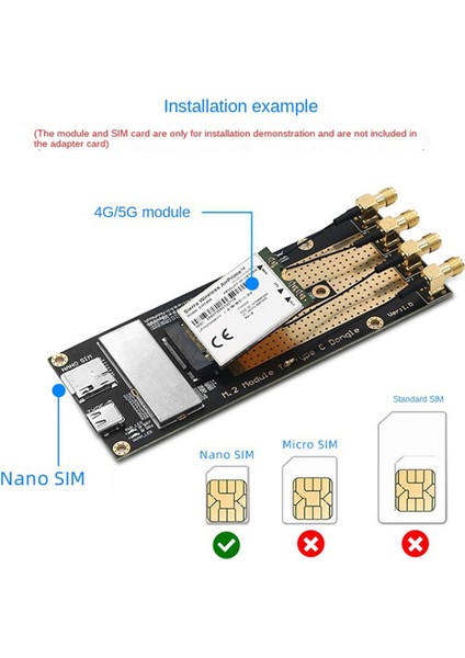 Sierra EM9190 EM9191 SIM8300G-M2 Için M.2 - Type-C Adaptör Kartı (Yurt Dışından) fiyatları