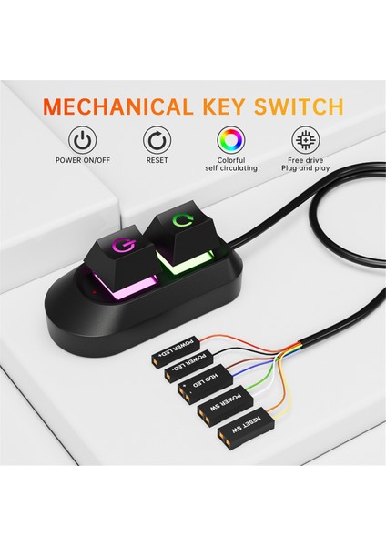 Rgb LED Işıklar Bilgisayar Masaüstü Anahtarı Pc Anakart Harici Başlatma Açma/kapama ve Sıfırlama Düğmesi Uzatma Kablosu A (Yurt Dışından) fiyatları