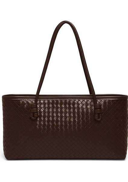 Kadın Loven Uzun Tote Çanta Acı Kahve Örgülü