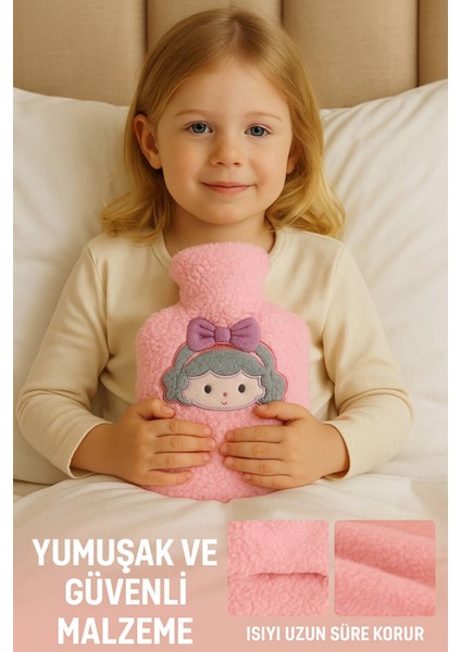 Pembe Peluş Sıcak Su Torbası – Yumuşak, Güvenli ve Şık Saçlı Kız Model, 1 Litre fiyatları