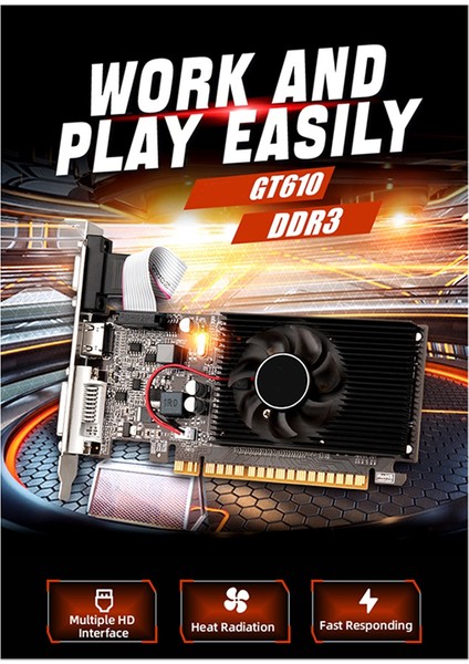Geforce GT610 1gb Ddr3 Ekran Kartı 810 Mhz 1800 Mhz 64 Bit 40 Nm Vga+Hd+Dvı Ekran Kartı (Yurt Dışından) fırsatları