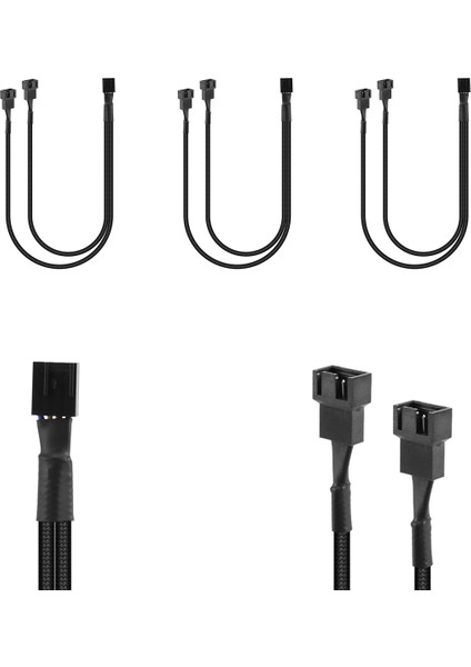 4'lü Paket Pwm Fan Ayırıcı Kablosu Y Ayırıcı Bilgisayar Pc Fan Güç Kablosu 4 Pin 1'den 2'ye Dönüştürücü, Siyah Örgülü Kılıf (Yurt Dışından) fiyatları