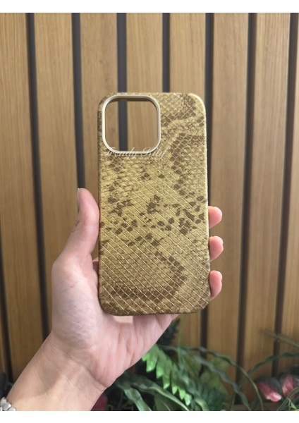 iphone (13/14) Uyumlu Yılan Desenli Deri Magsafe Kılıf