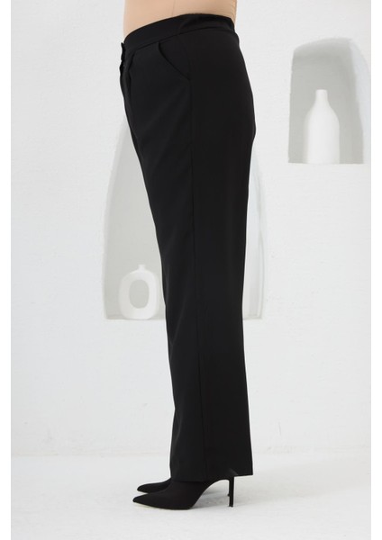 Beli Lastikli Geniş Paça Büyük Beden Pantolon Siyah fiyatları