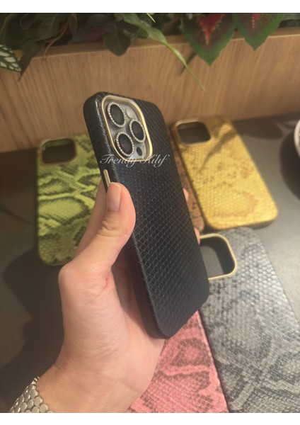 iphone (15 Pro Max) Uyumlu Yılan Desenli Deri Magsafe Kılıf modelleri