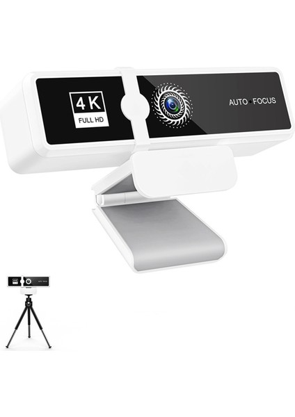 4K Yüksek Çözünürlüklü Bilgisayar Kamerası Ağ Canlı Yayın Yüksek Çözünürlüklü Video Konferans USB Kamera Beyaz (Yurt Dışından)