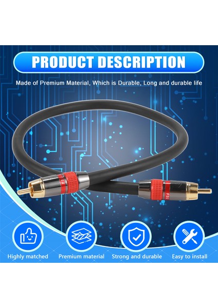 Fsu Dijital Ses Rca Kablosu Premium Stereo Rca - Rca Koaksiyel Spdıf Kablosu Erkek Hoparlör Hifi Subwoofer Kablosu Av 0,5 M (Yurt Dışından) fırsatları