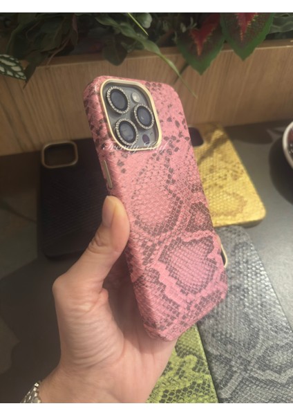 iphone (14 Pro Max) Uyumlu Yılan Desenli Deri Magsafe Kılıf modelleri