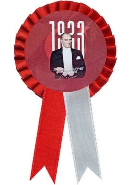 1923 Atatürk Desenli Yaka Rozeti Kurdelalı Kokart- 1 Adet fiyatları