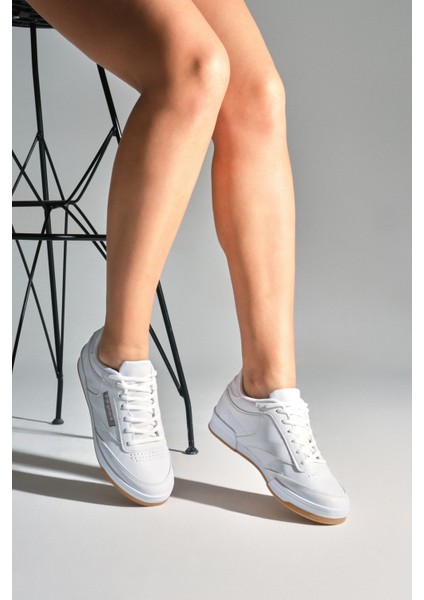 Unisex Beyaz Beyaz Rahat Kalıp Poli Taban Bağcıklı Spor Ayakkabı fırsatları