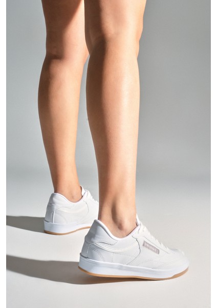 Unisex Beyaz Beyaz Rahat Kalıp Poli Taban Bağcıklı Spor Ayakkabı indirimleri