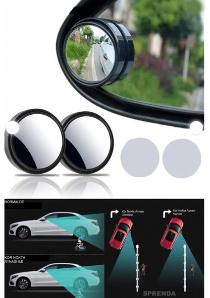 Siyah Ayarlanabilir 2 Li Set Araba ve Motorsiklet Için Güvenlik Artırıcı Kör Nokta Ayna Seti fırsatları