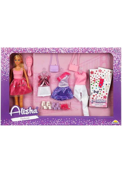 Alisha Fashion Yedek Kıyafetli & Stickerlı Moda Oyunu, 29 cm Moda Bebek Seti fiyatları