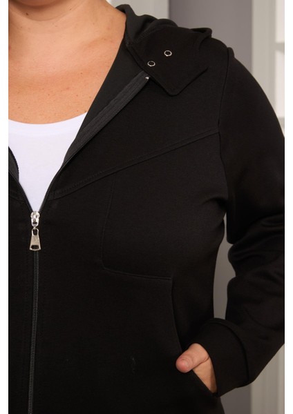 Cep Detaylı Büyük Beden Sweatshirt Siyah fiyatları