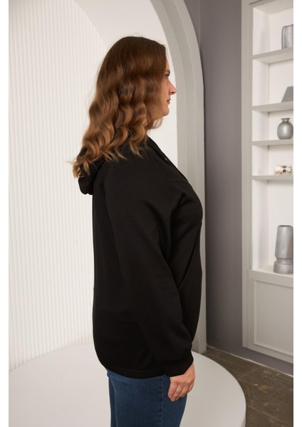 Cep Detaylı Büyük Beden Sweatshirt Siyah modelleri