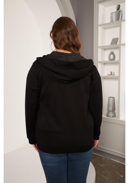 Cep Detaylı Büyük Beden Sweatshirt Siyah fırsatları