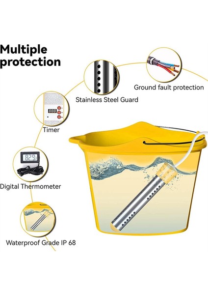 Dalgıç Su Isıtıcısı, Zamanlayıcılı 1500W Elektrikli Dalgıç Su Isıtıcısı, Paslanmaz Çelik Koruyucu Kapak, Ab Fişi (Yurt Dışından) modelleri