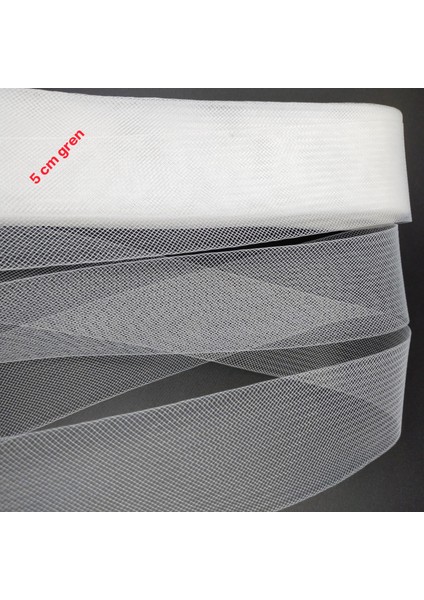 Gren 5 cm Beyaz-1 Top 25 Yard (22,85 Metre)-Gelinlik ve Abiye Elbise Dikim Işleri Için fırsatları