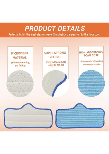 Dupray Neat Buharlı Temizleyici Için 6 Adet Mikrofiber Paspas Pedi, Sert Ahşap Fayans Taş Zeminler Için Yeniden Kullanılabilir Makinede Yıkanabilir (Yurt Dışından) fiyatları
