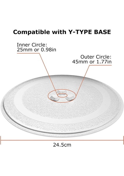 Evrensel Mikrodalga Cam Plaka Dayanıklı Mikrodalga Cam Döner Tabla Plakası, Yuvarlak Mikrodalga Plaka Kapağı Yedek 24,5 cm (Yurt Dışından) fiyatları