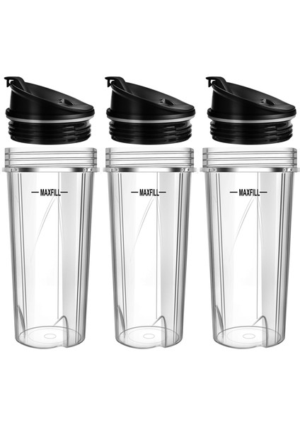 Ninja Blender Yedek Parçaları, Nutri Ninja QB3001SS Için Taşınabilir Kapaklı 3'lü Paket 16OZ Ninja Blender Kapları (Yurt Dışından)