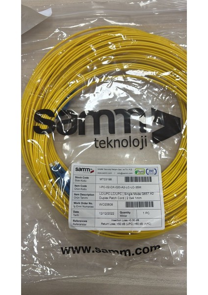 Fiber Optik Patch Kablo Sıngle Mode Lc-Lc Dx 35MT fiyatları