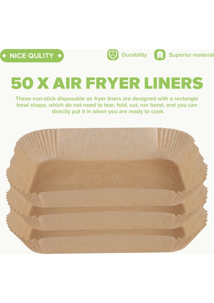 Ninja Foodi Air Fryer Aksesuarları Için 50 Adet Dikdörtgen Tek Kullanımlık Airfryer Pişirme Kağıdı Astarı Yapışmaz Pişirme Matı (Yurt Dışından) fırsatları