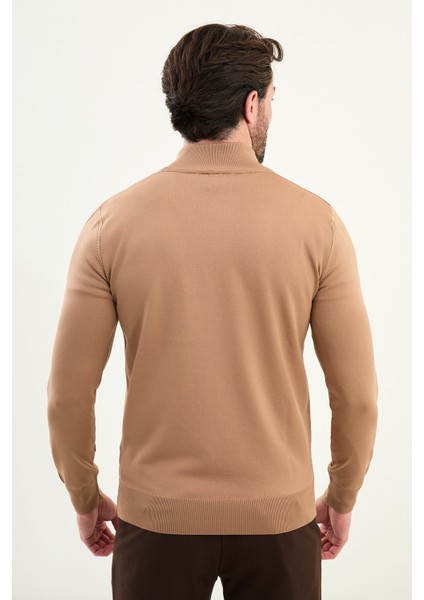 Düz Slim Fit Fermuarlı Yarım Balıkçı Erkek Triko Kazak modelleri