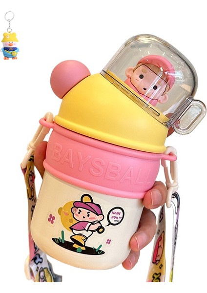 Karikatür Bebek Pipetli Su Bardağı Taşınabilir 316 Paslanmazçelik Termos Bardağı Yüksek Değerli Su Bardağı (Yurt Dışından)