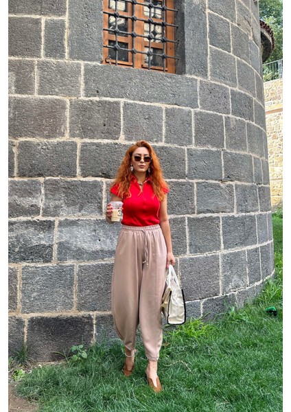 Yüksek Bel Şalvar Kesim Süt Kahve Pantolon fiyatları