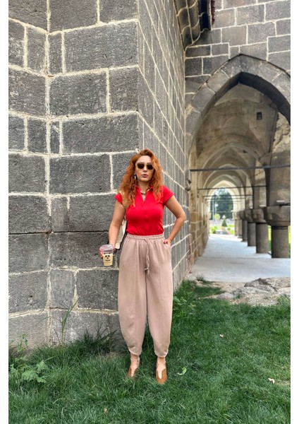 Yüksek Bel Şalvar Kesim Süt Kahve Pantolon fırsatları