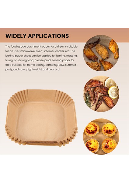 50 Adet Air Fryer Parchment Kağıt Kaplamaları Yapışmaz Tek Kullanımlık Kaplamalar, Pişirme Için Delikli Kare Parchment Kağıdı (Yurt Dışından) modelleri