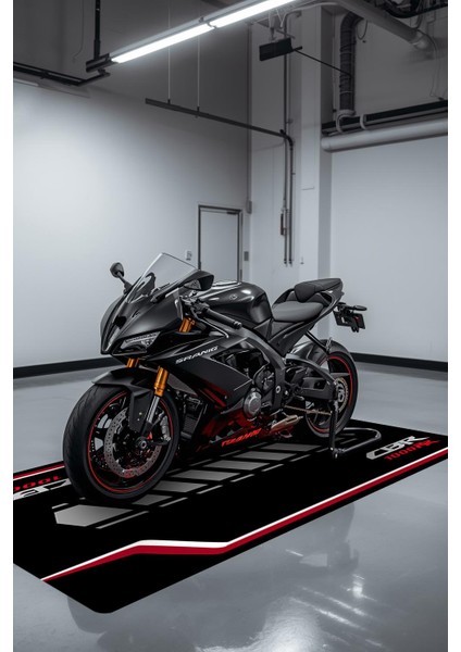 Cbr 1000RR Motor Matı Süngerli Kaymaz Dot Taban Dijital Baskı Motor Halısı MTR0007