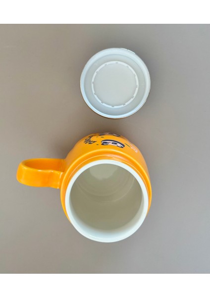 panda-kuş Figürlü Seramik Kupa Sarı-boncuk kapalı mug fırsatları