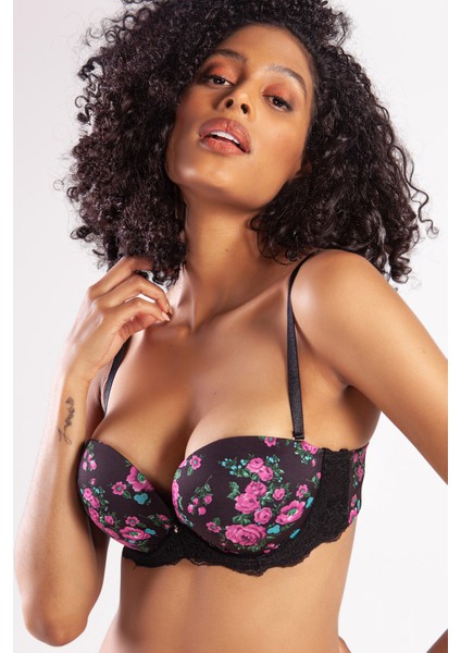 Golshan Gardenia Balconette Heavy Push Up Bra, Siyah Konforlu ve Şık Sütyen