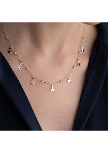 925 Ayar Gümüş Sallantılı Yıldız Kolye