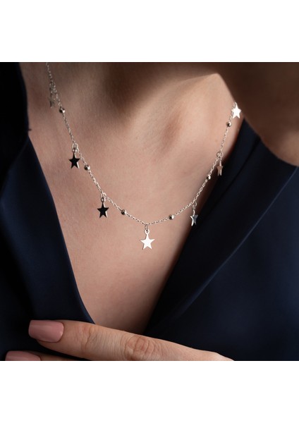 925 Ayar Gümüş Sallantılı Yıldız Kolye modelleri