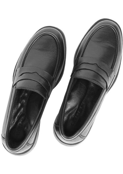 Kadın Siyah Deri Loafer