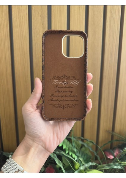 iphone (15 Pro) Uyumlu Yılan Desenli Deri Magsafe Kılıf fırsatları