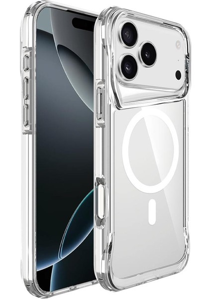 iPhone 17 Pro Uyumlu Şeffaf Magsafe Kılıf Silikon Kapak Yükseltilmiş Kenarlar Darbe Emici Koruma